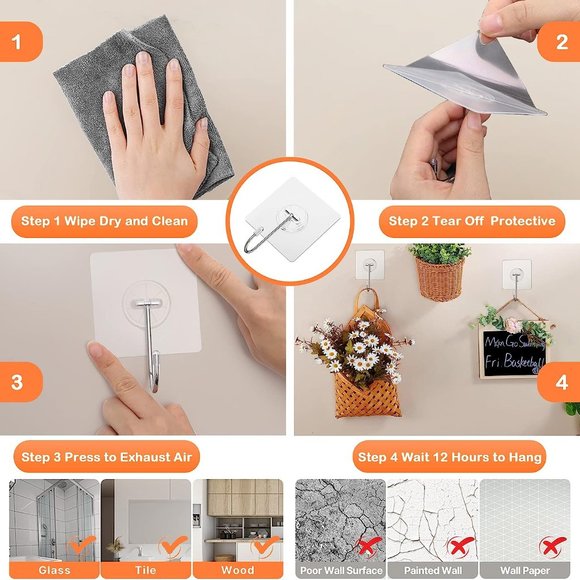 New 10 pack Wall Hooks for Kitchen Organization and Storage - Picture 3 of 8